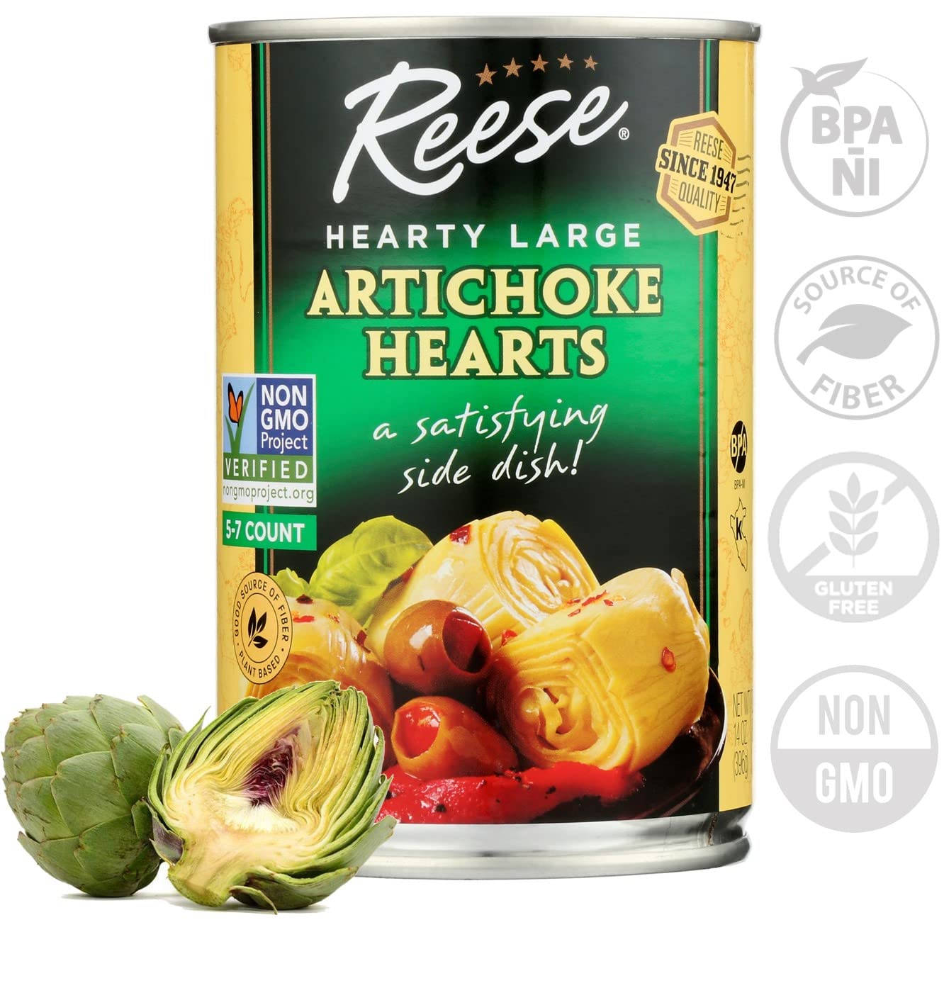 Reese Large Artichoke Hearts Non Gmo, 14 Ounce (Pack Of 12)