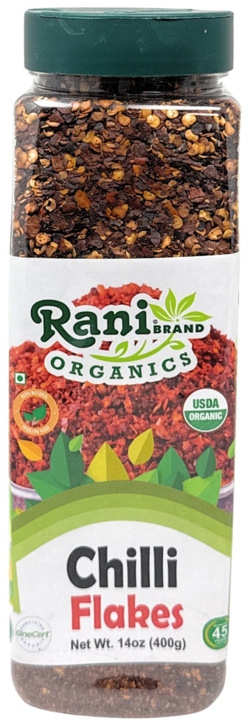 Rani Organic Chilli Flakes 14oz (400g) PET Jar ~ All Natural, No Color added | Gluten Friendly | Vegan | NON-GMO | Kosher | No S