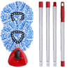 Anrekeyh Spin Mop Head, Base, Handle Replacement For O-Ceda Easywring Rinseclean Microfiber Spin Mop, 2 Microfiber Mop Refills, 
