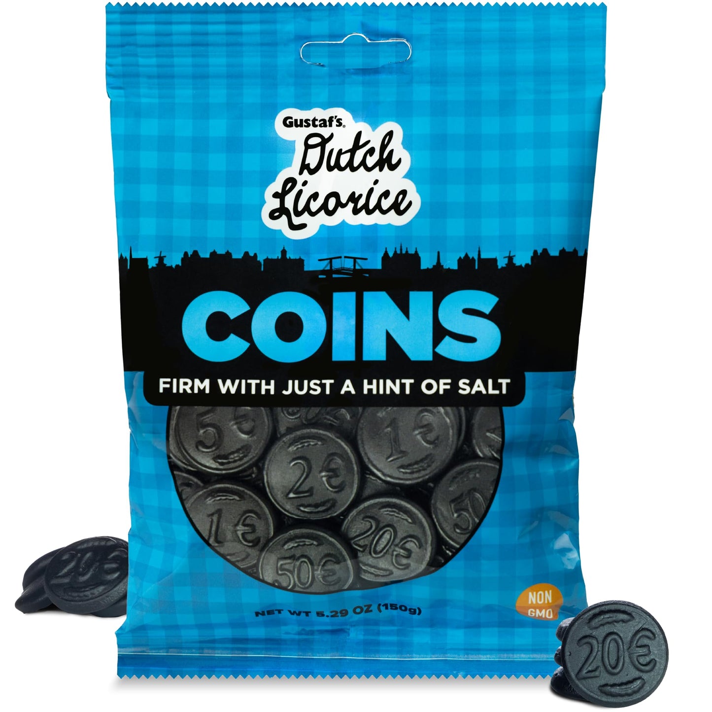 Gustafs Salted Dutch Licorice Coins - Black Licorice Candy - 5.2oz Bag - Salty Treats