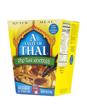 A Taste of Thai Pad Thai Noodles - 5.75oz Pack of 6 Heat & Eat Instant Noodles Flavored with Classic Thai Sauce | Gluten-Free | 