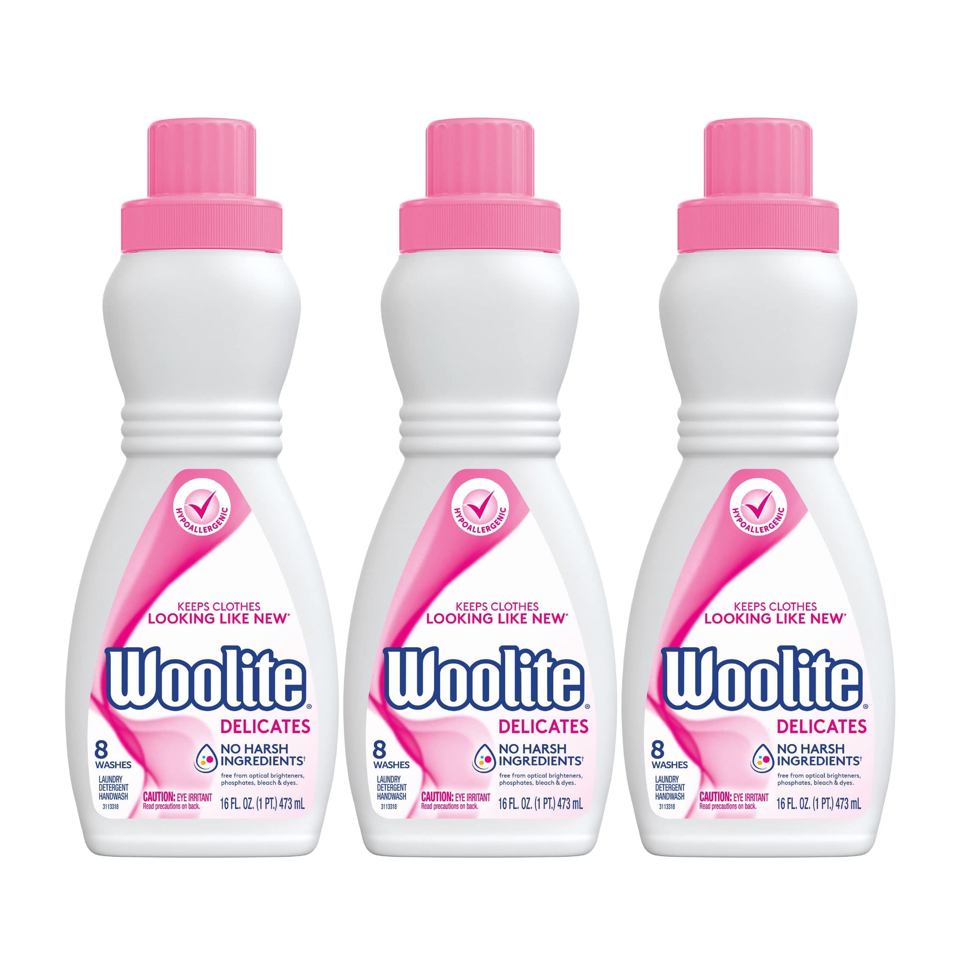 Woolite Delicates Hypoallergenic Liquid Laundry Detergent, 16 Fl Oz Bottle, Hand & Machine Wash (Pack Of 3)