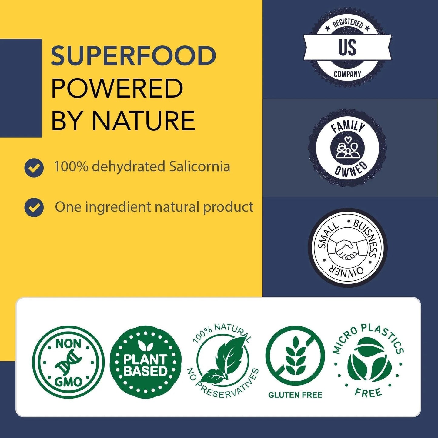 Saltwise Green Salicornia Salt, 50% Low Sodium, Plant Based Salt Substitute, Umami, Dehydrated Sea Beans (Samphire), 100% Natura