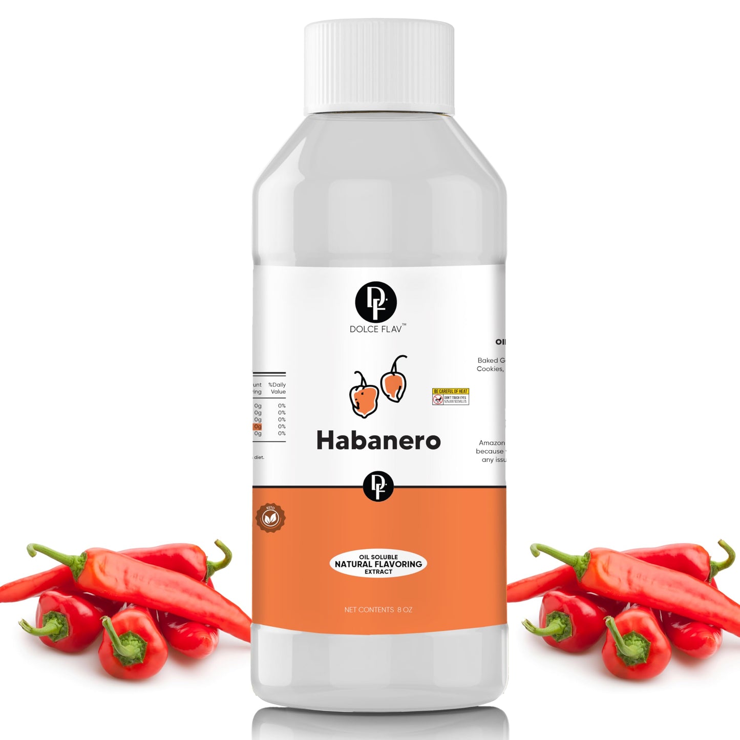 Dolce Flav Habanero Extract, Oil-Soluble, Sugar-Free, 8 oz - Concentrated Flavoring for Savory Dishes and Sauces