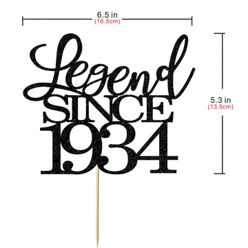 Migeaks legend since 1934 cake topper 90th birthday happy birthday cake topper men and women cheer 90 years old handmade black g