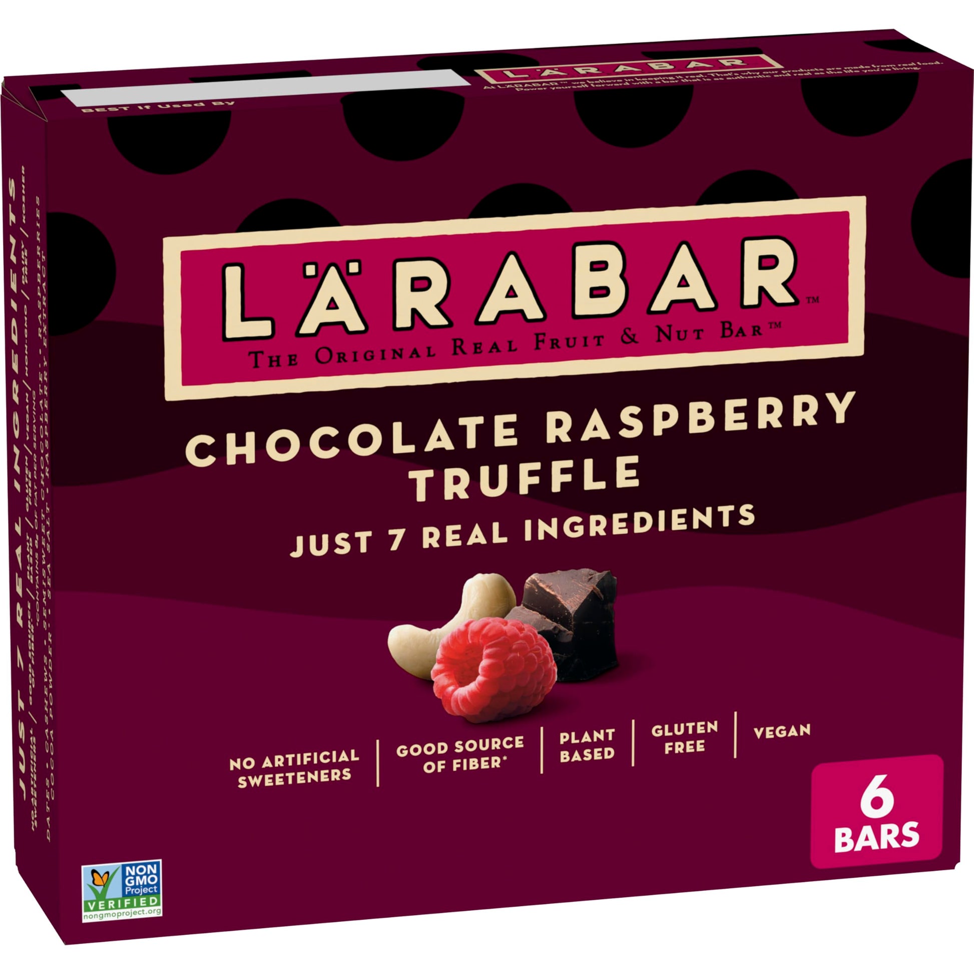 Larabar Chocolate Raspberry Truffle, Fruit and Nut Bars, Gluten Free and Vegan, 9.6 oz, 6 Ct