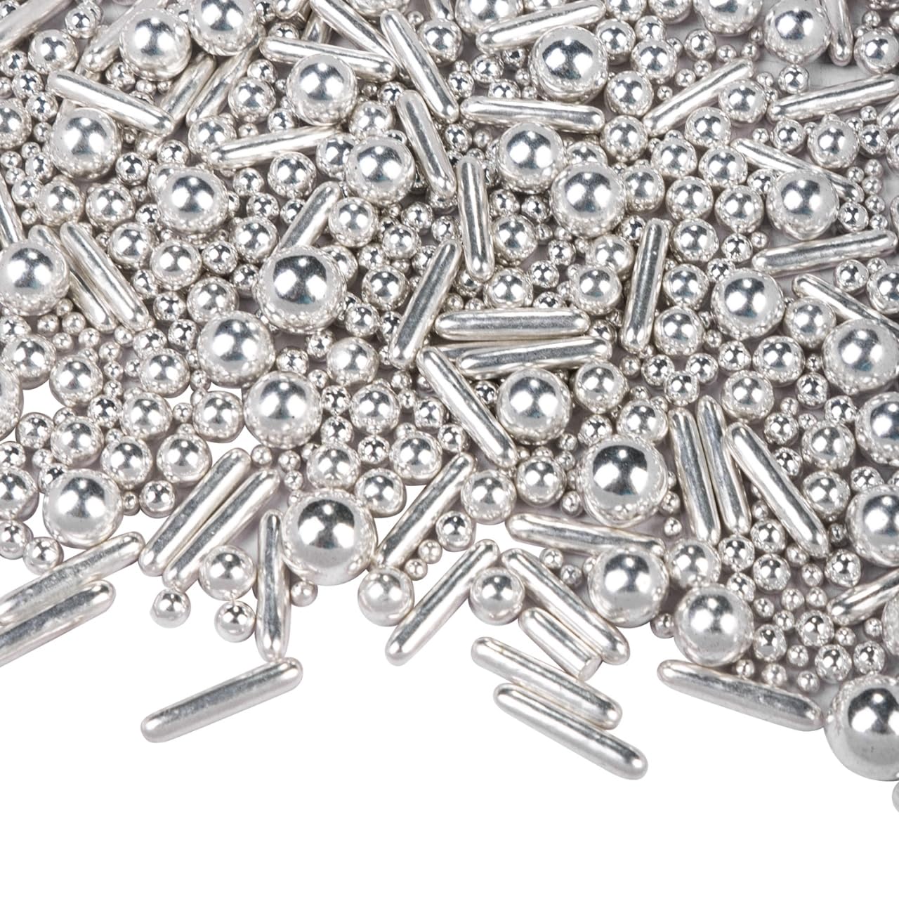 Dazzjoy Silver Pearl Rods Sprinkles, 130G/4.58Oz, Mix Size, Pearl Sprinkles For Cupcake Decorating, Cupcake Toppers, Cake Decora