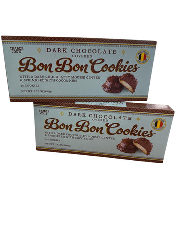 Dark Chocolate Covered Bon Cookies by Trader Joes 3.52oz (100g) - Pack of 2