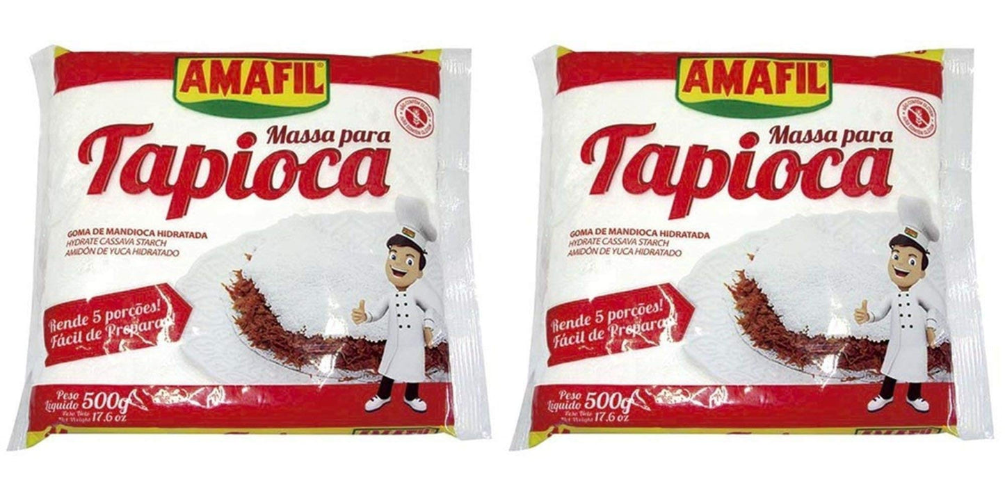 Amafil Tapioca Flour 500g (17.6oz) Massa Para Tapioca (One Pack) Pack of 2