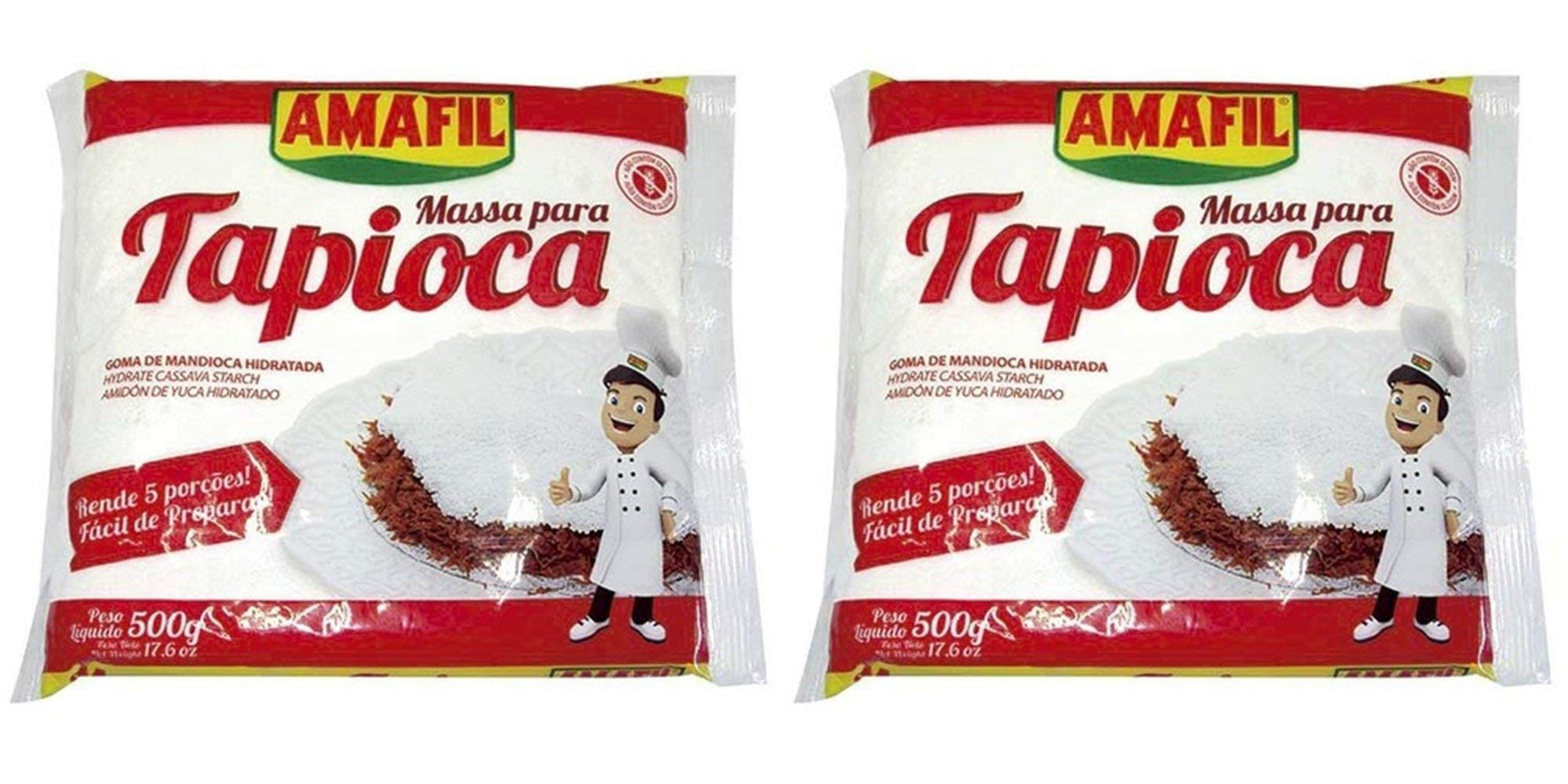 Amafil Tapioca Flour 500g (17.6oz) Massa Para Tapioca (One Pack) Pack of 2