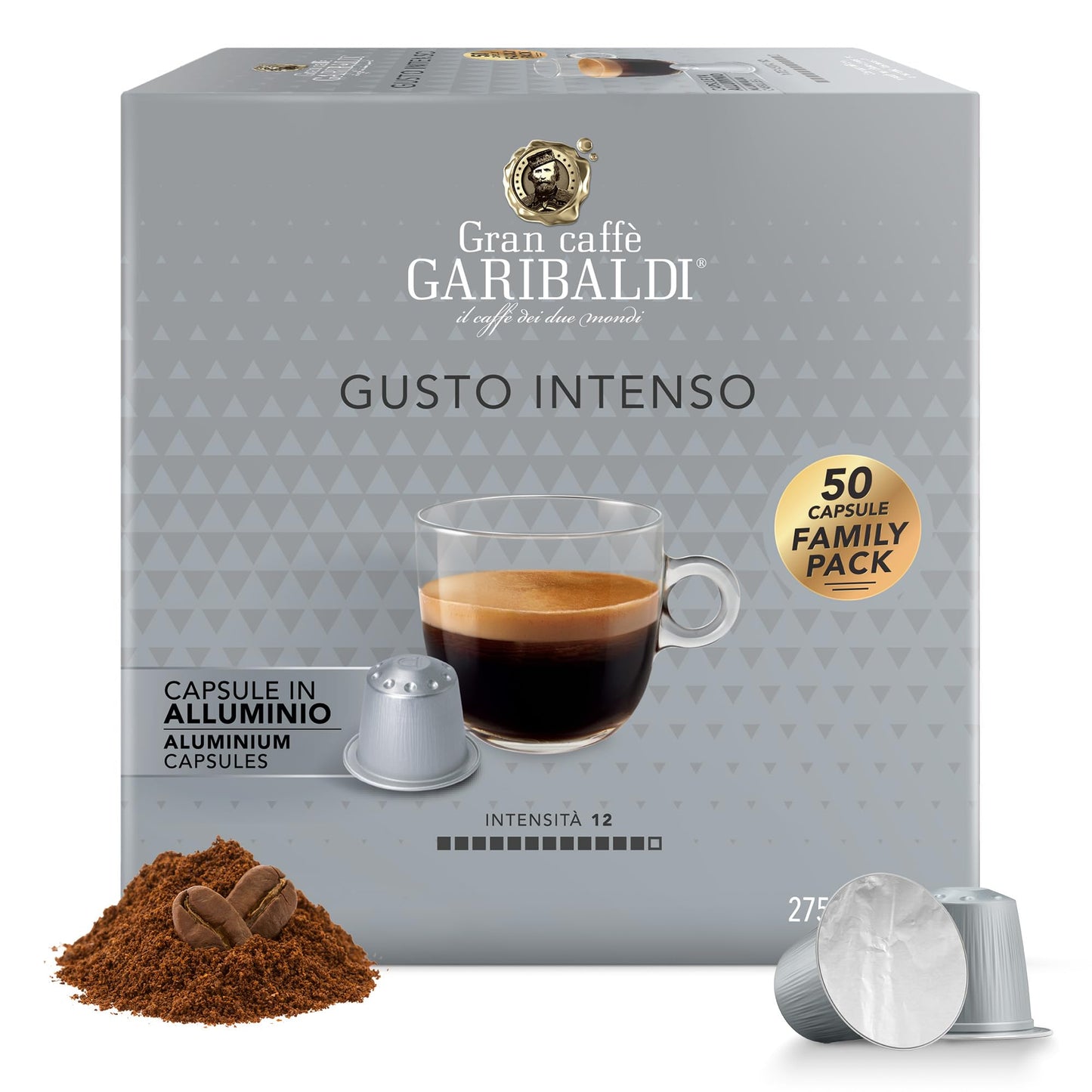 Caffè Garibaldi Espresso Pods, Italian Roasted, Dark Roast, Compatible with Nespresso Original, 50 Count, Aluminum