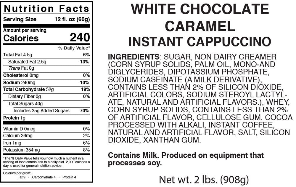 Cappuccino Supreme 2 Lb Bag White Chocolate Caramel Cappuccino Mix