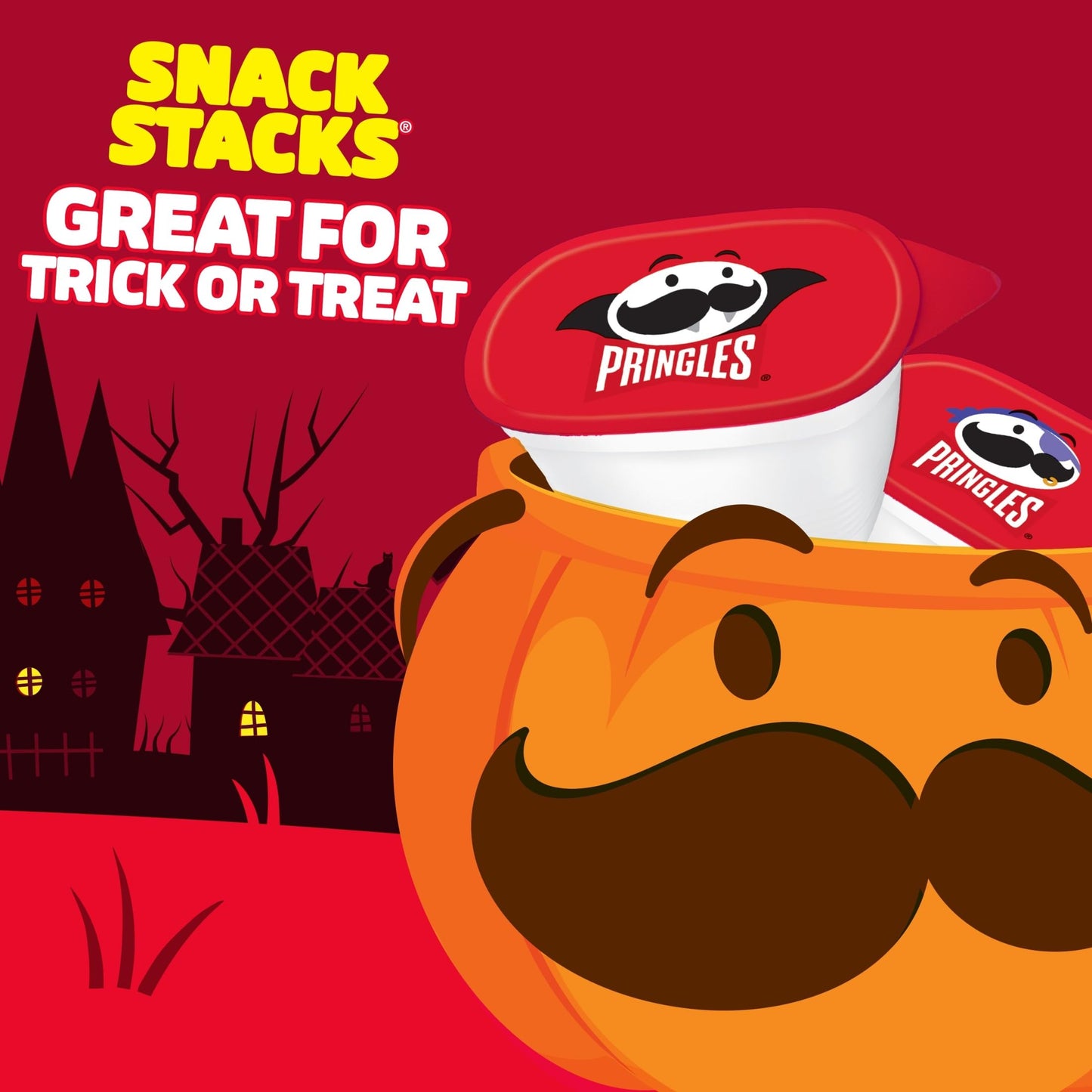 Pringles Potato Crisps Chips, Halloween Snacks, Trick or Treat, Snack Stacks, Original, 16oz Box (24 Cups)