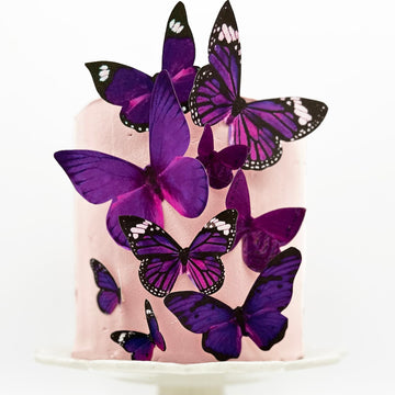 Sugar Robot Inc. Edible Butterflies For Cake Decorating - Assorted Sizes, Enhanced Crafted In The Usa - Butterfly Cake Toppers & Cupcake Decorations (Royal Purple)