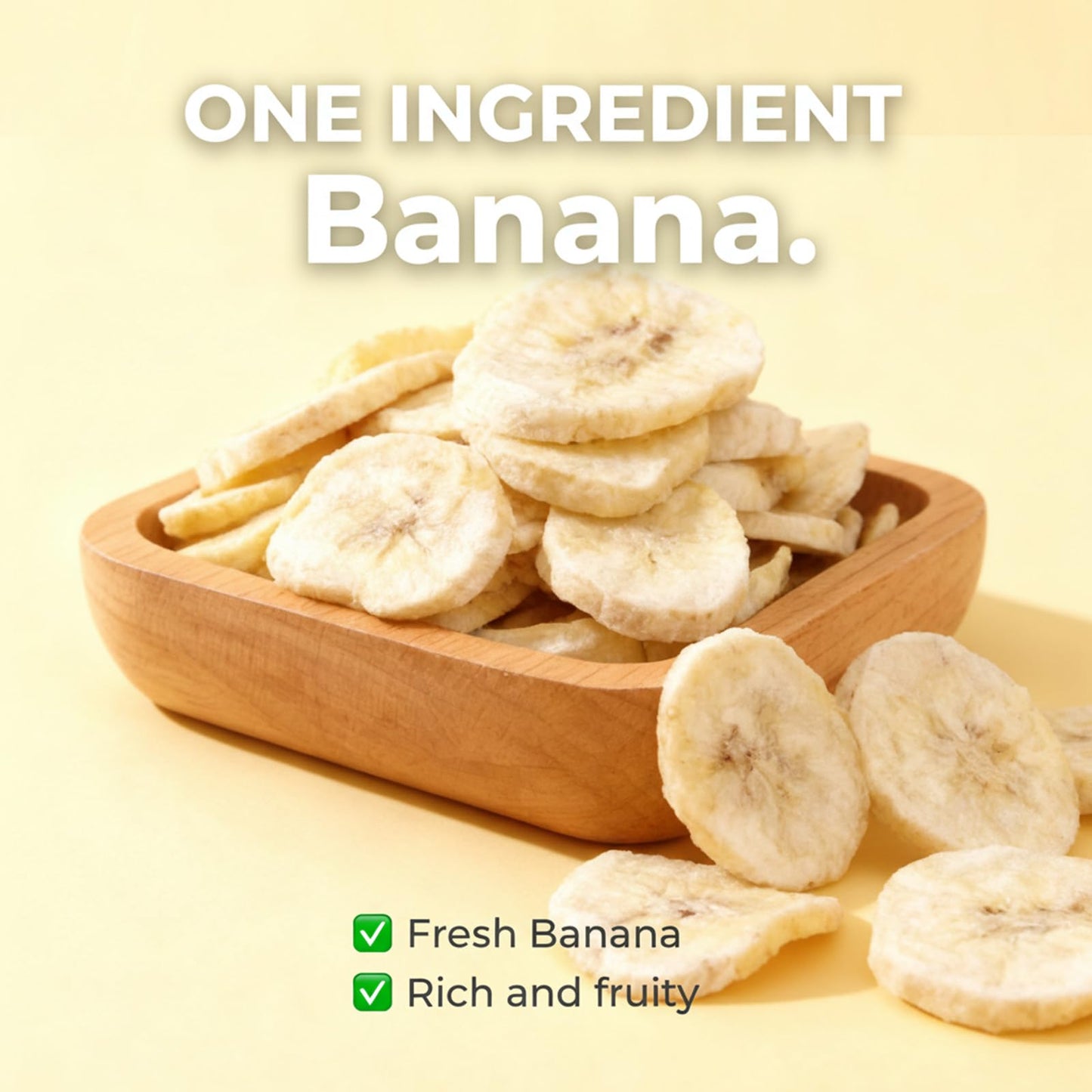 Freeze-Dried Banana Slices, 8.81 Oz | Crispy,Freeze-Dried Fruit Snack | Resealable Jar for Pantry Storage | Great for Travel, Hi