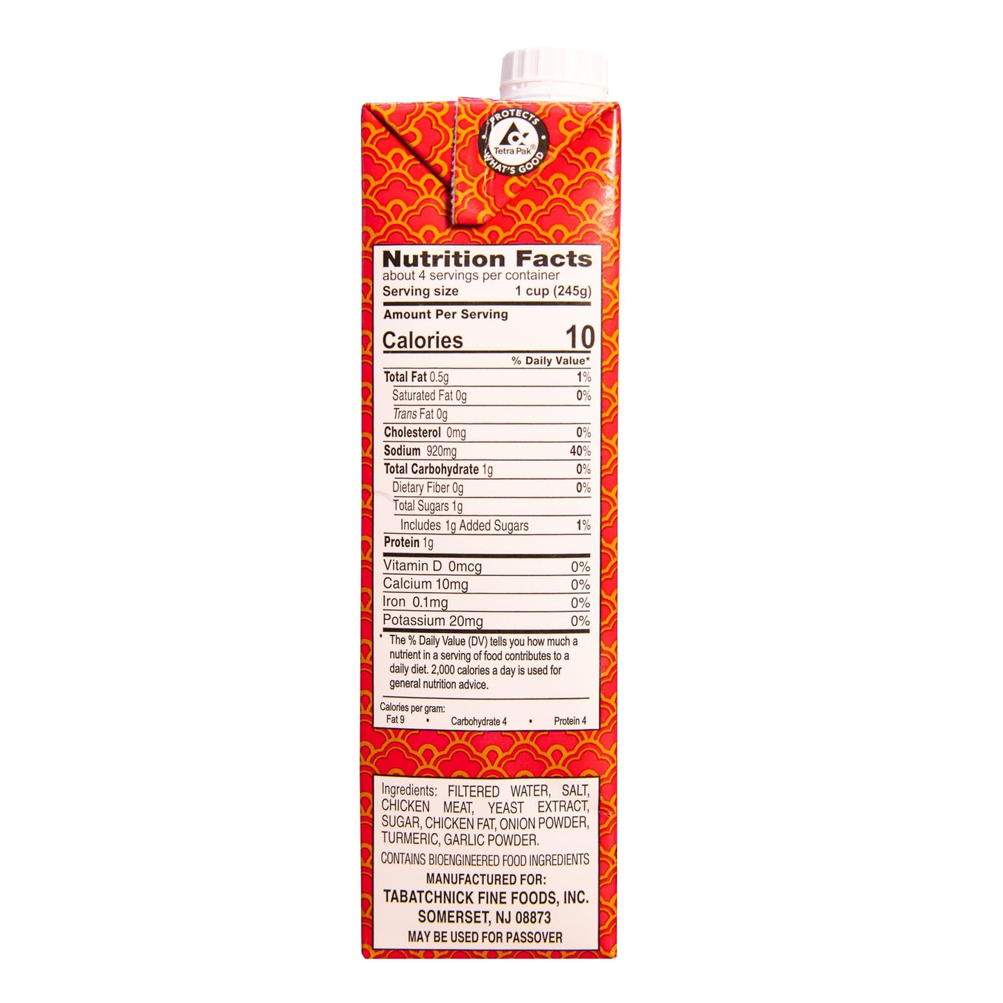 Tabatchnick Classic Wholesome Chicken Broth Real Chicken Broth (8 Pack) 32Oz, Certified Kosher, Fat Free, No Sugar Added, 10 Cal