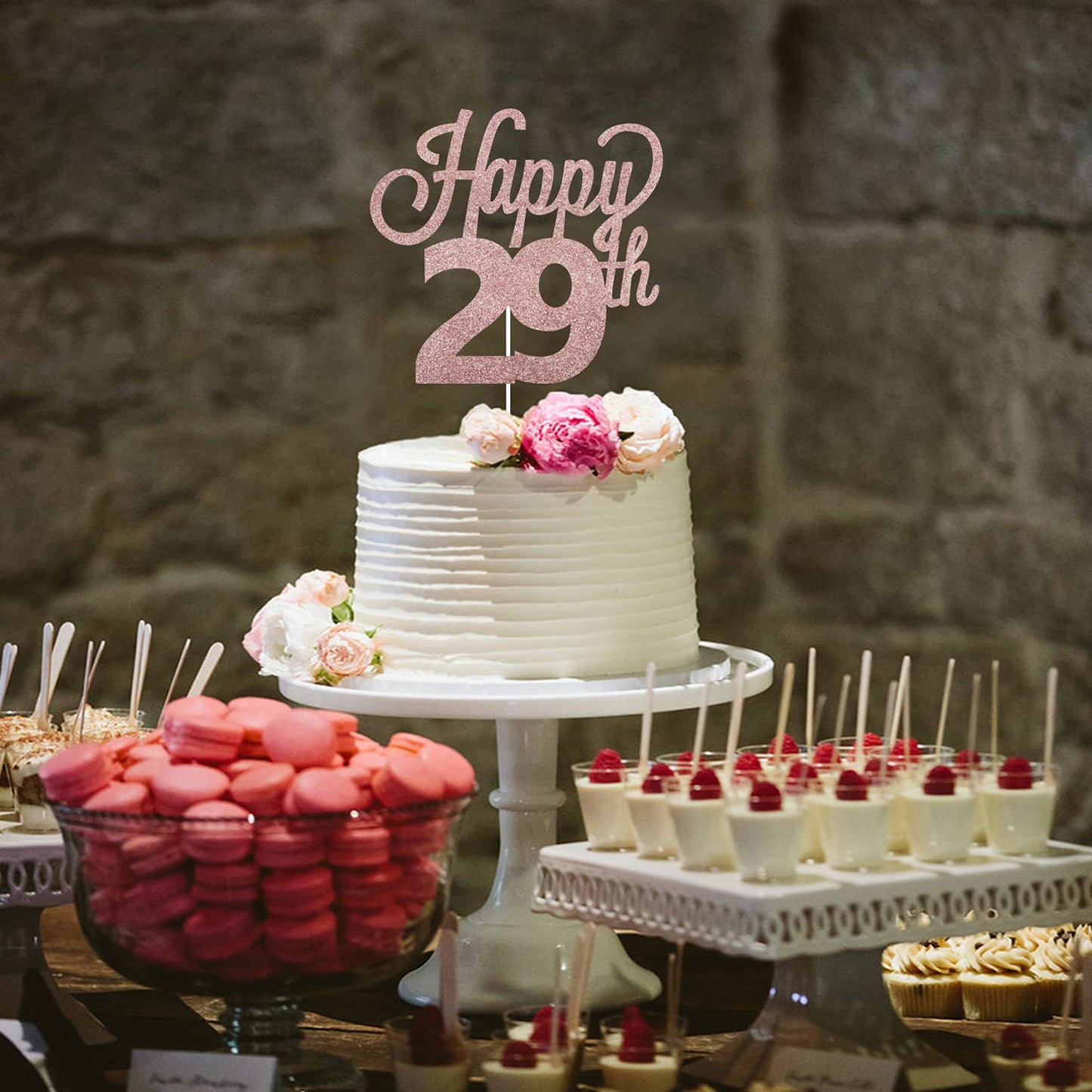 Lingteer Happy 29Th Birthday Cake Topper - Cheers To 29Th Birthday 29 Years Old Birthday Party Cake Decorations Sign.