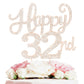 Happy 32Nd Birthday Decorations,32Nd Birthday Gold Rhinestone Cake Topper - Cheers To 32 Years Old Bday Party Metal Sparkly Cake