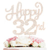 Happy 32Nd Birthday Decorations,32Nd Birthday Gold Rhinestone Cake Topper - Cheers To 32 Years Old Bday Party Metal Sparkly Cake