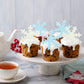 Gyufise Edible Cupcake Toppers 50Pcs Snowflakes Winter Party Supplies, Small, Blue White, Paper/Wafer