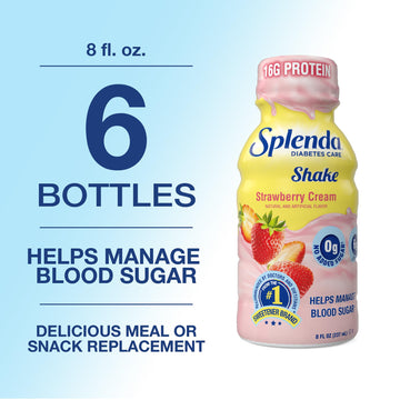 SPLENDA Diabetes Care Shakes, Meal Replacement, Strawberry Cream, 8 Fl Oz (Pack of 6)
