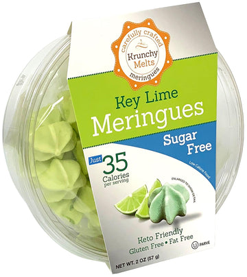Krunchy Melts Sugar Free Meringue Cookies, Key Lime Flavor, 2 Ounce, Gluten Free, Nut Free, 30 Calories Per Serving