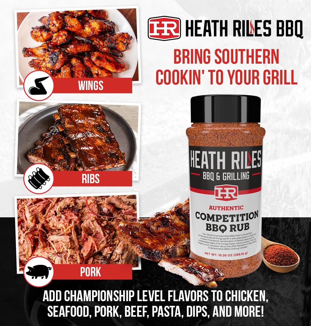 Heath Riles BBQ Rub - Competition Seasoning, 10.20 oz, Model HRB0110, Champion Pitmaster Recipe