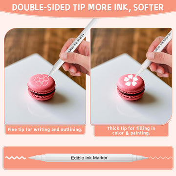 Food Coloring Markers Edible White Ink Pen Double Sided Extra Fine Tip Edible Markers For Fondant Cookie Cake Chocolate Decorati