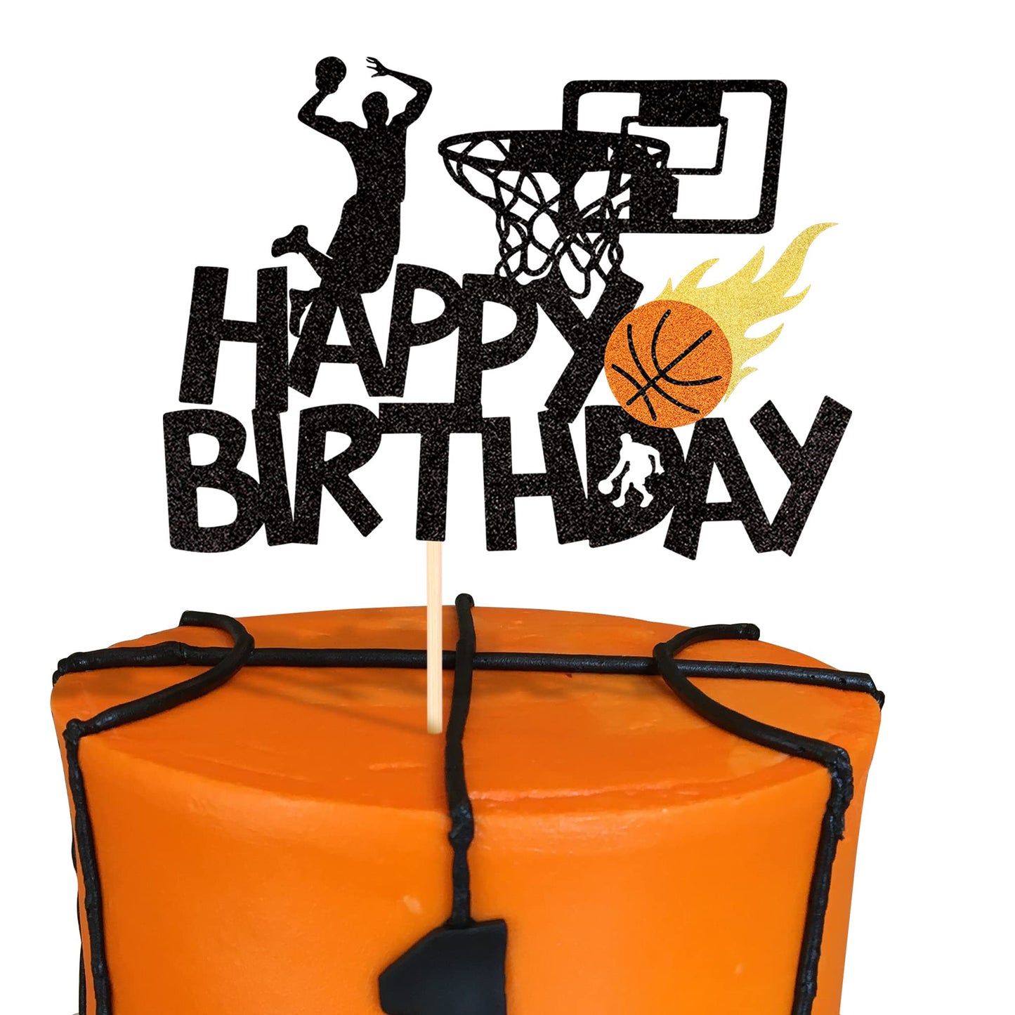 YCTHUNFISH Basketball Cake Topper - Glitter NBA Fan Theme - Small - Basketball-1