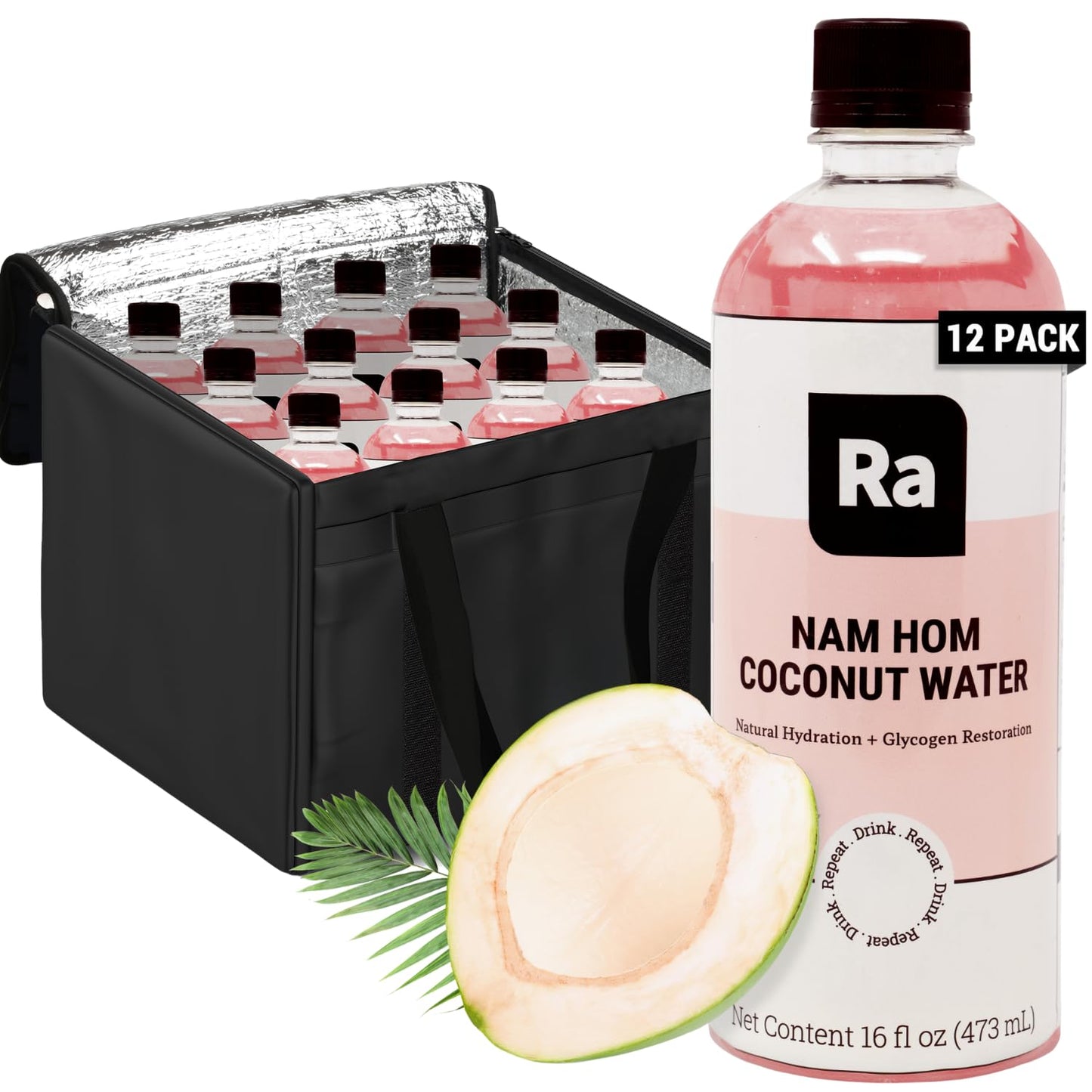 Ra Beverages 100% Coconut Water | USDA Organic Coconut Water | Thai Nam Hom Coconuts | No Added Sugar | Magnesium & Potassium | 
