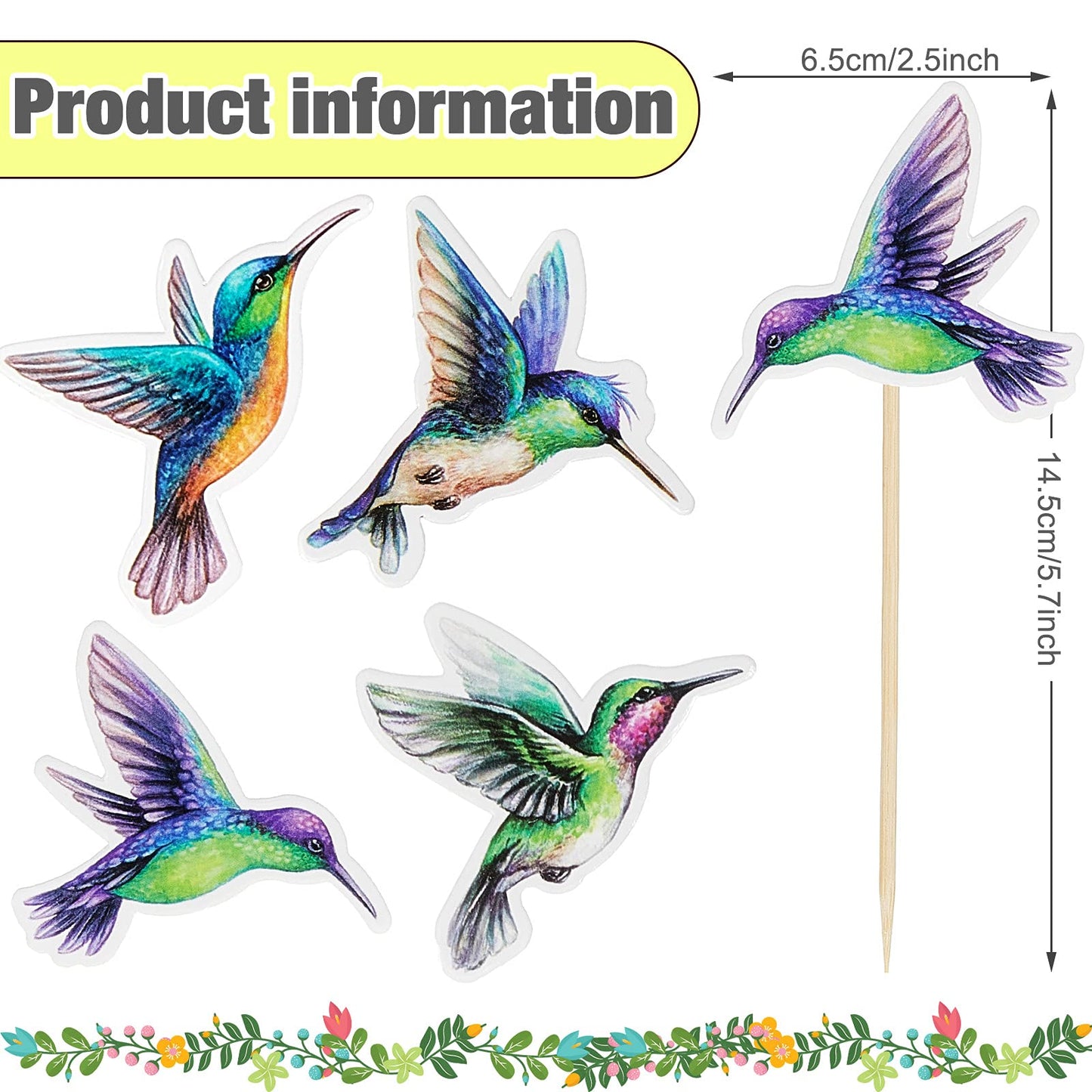 40 Pieces Hummingbird Cake Cupcake Toppers Bird Cupcake Topper Decoration Wafer Hummingbird Cake Bird Decor By Wafer Paper For Spring Wedding Birthday Celebrating Party Events, 4 Styles