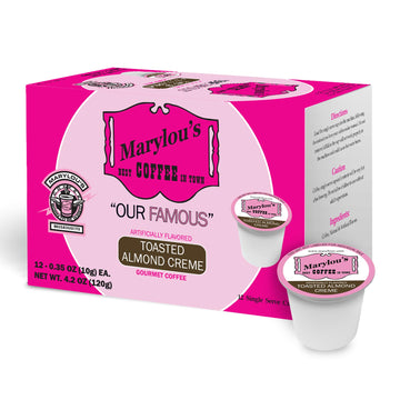 Marylous Coffee - Toasted Almond Crme Flavored Coffee, Delicious Medium Roast Gourmet Coffee Compatible With Keurig Coffee Maker