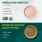 Soeos Himalayan Pink Salt Fine 39 oz + Ground Black Peppercorns 18 oz,Salt and Pepper for Grinder Refill