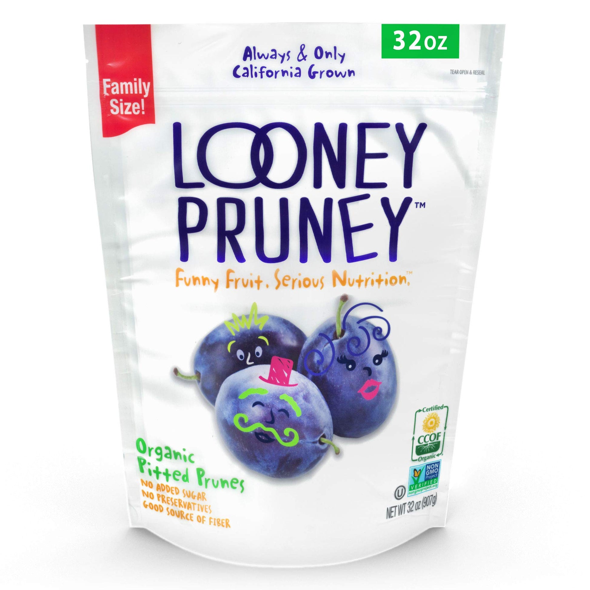 Looney Pruney Organic Pitted Dried Prunes For The Entire Family | Always California-Grown | Kosher | No Added Sugar & No Preserv