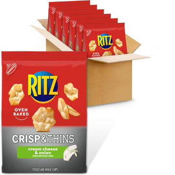 Ritz Crisp And Thins Cream Cheese And Onion Chips, Party Snacks, Bulk Snacks, 6 - 7.1 Oz Bags