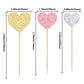 Gyufise Heart Cupcake Toppers, 30Pcs Glitter Picks for Valentines Day, Gold Pink Silver, Paper, Model ZN0555-MU1