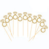 50 Pack Cupcake Toppers Gold Glitter Mini Diamond Ring Cakes Toppers for Marriage Engagement Anniversary Birthday Valentines Party Cake Decor