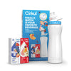 Cirkul 22oz. White Stainless Steel Water Bottle Starter Kit with Blue Lid, 2 Flavor Cartridges (1 LifeSip Fruit Punch and 1 FitS