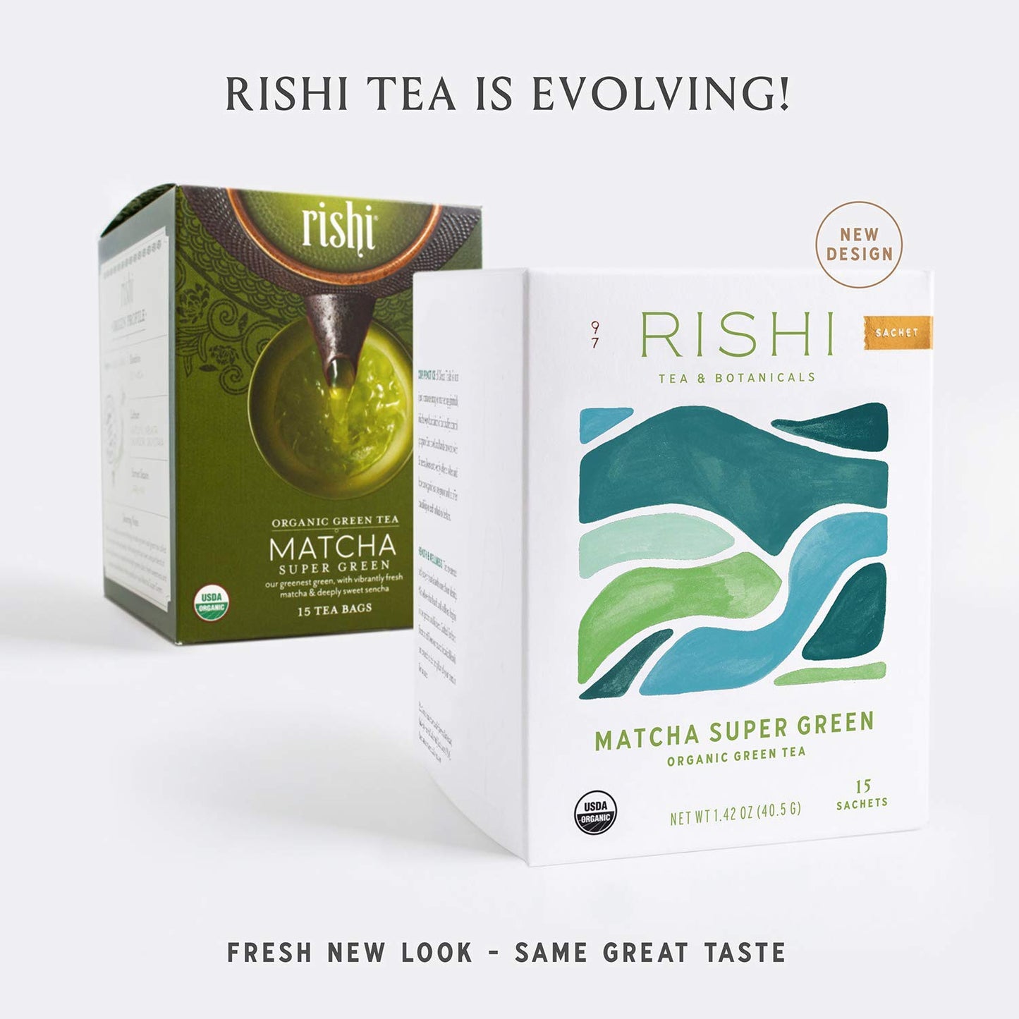 Rishi Tea Matcha Super Green Tea Sachets, Organic, 15 Count (Pack of 2)