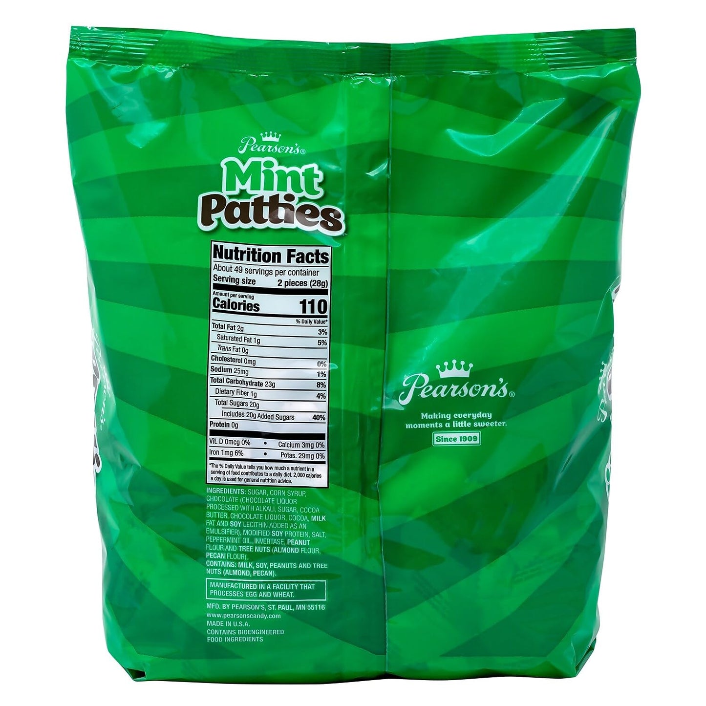 Pearson'S Mint Patties | Made With Decadent Dark Chocolate And Real Peppermint | 48 Oz Bag | Individually Wrapped