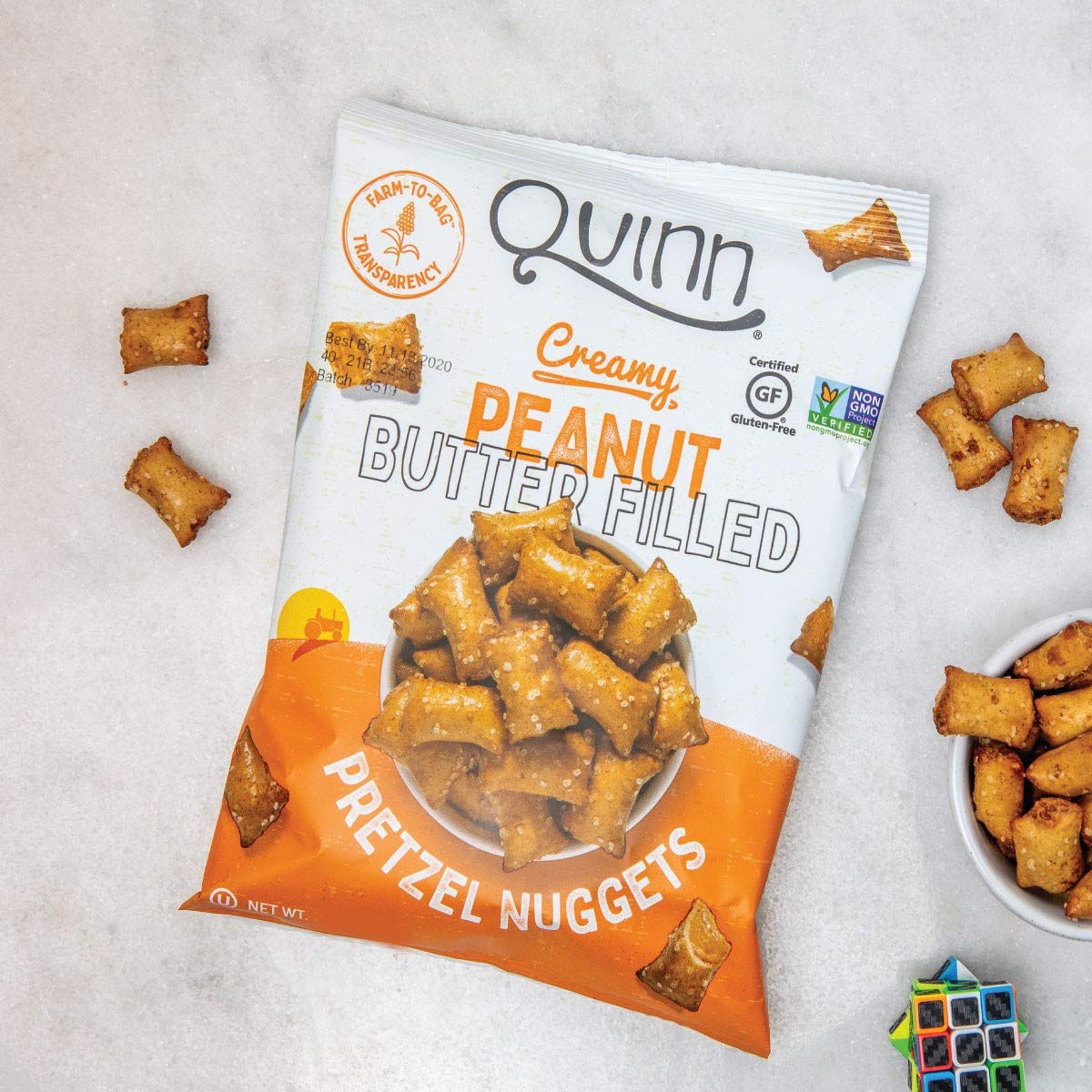 Quinn Peanut Butter Filled Nuggets, Single Serve 1.5 oz Bags, 14 Count - Delicious Snack Pack for On-the-Go Enjoyment