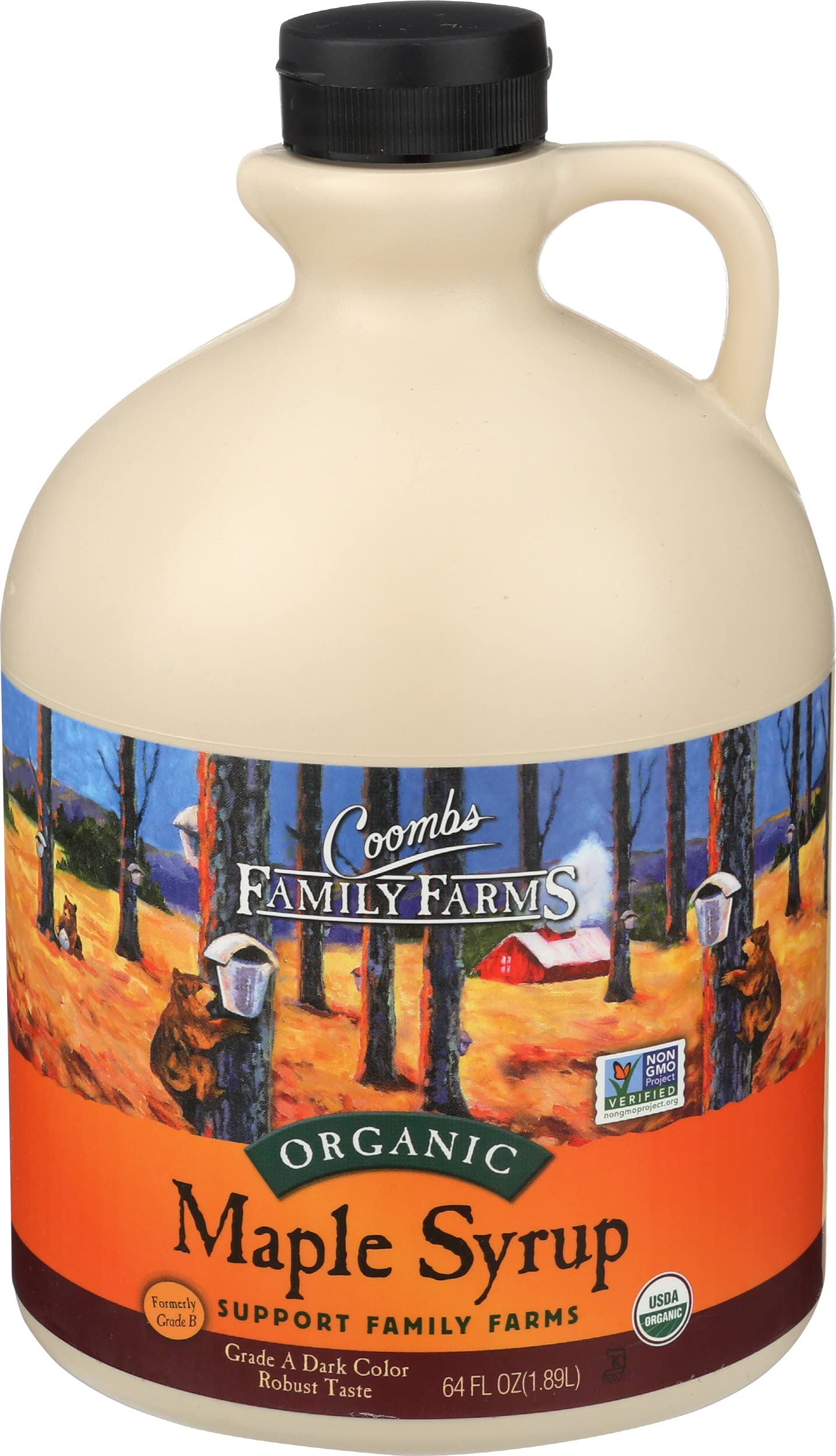 Coombs Family Farms Organic Maple Syrup, Grade A Dark, 64 Fl Oz, Robust Taste