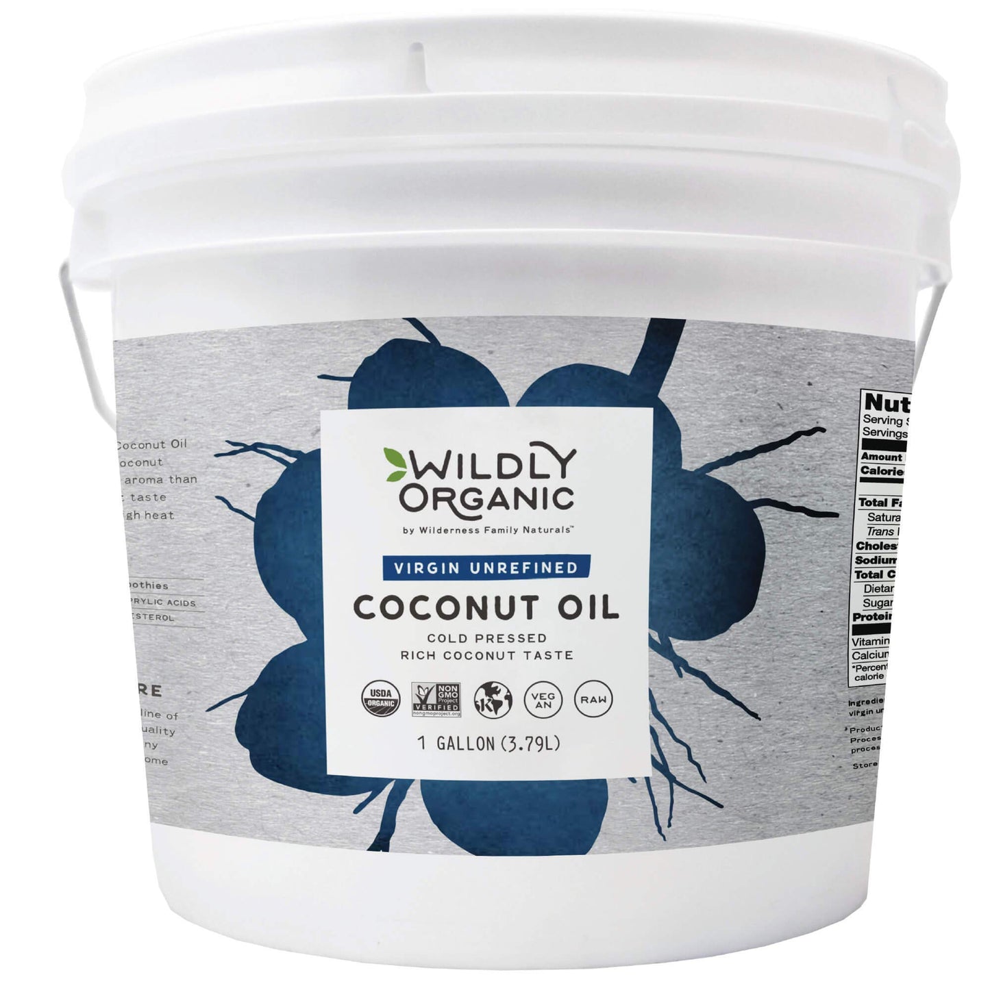 Wildly Organic Virgin Unrefined Cold Pressed Coconut Oil 128 Fl Oz, 1 Gallon - Organic, Unrefined, Raw, Non-GMO, Vegan, Pet-Safe