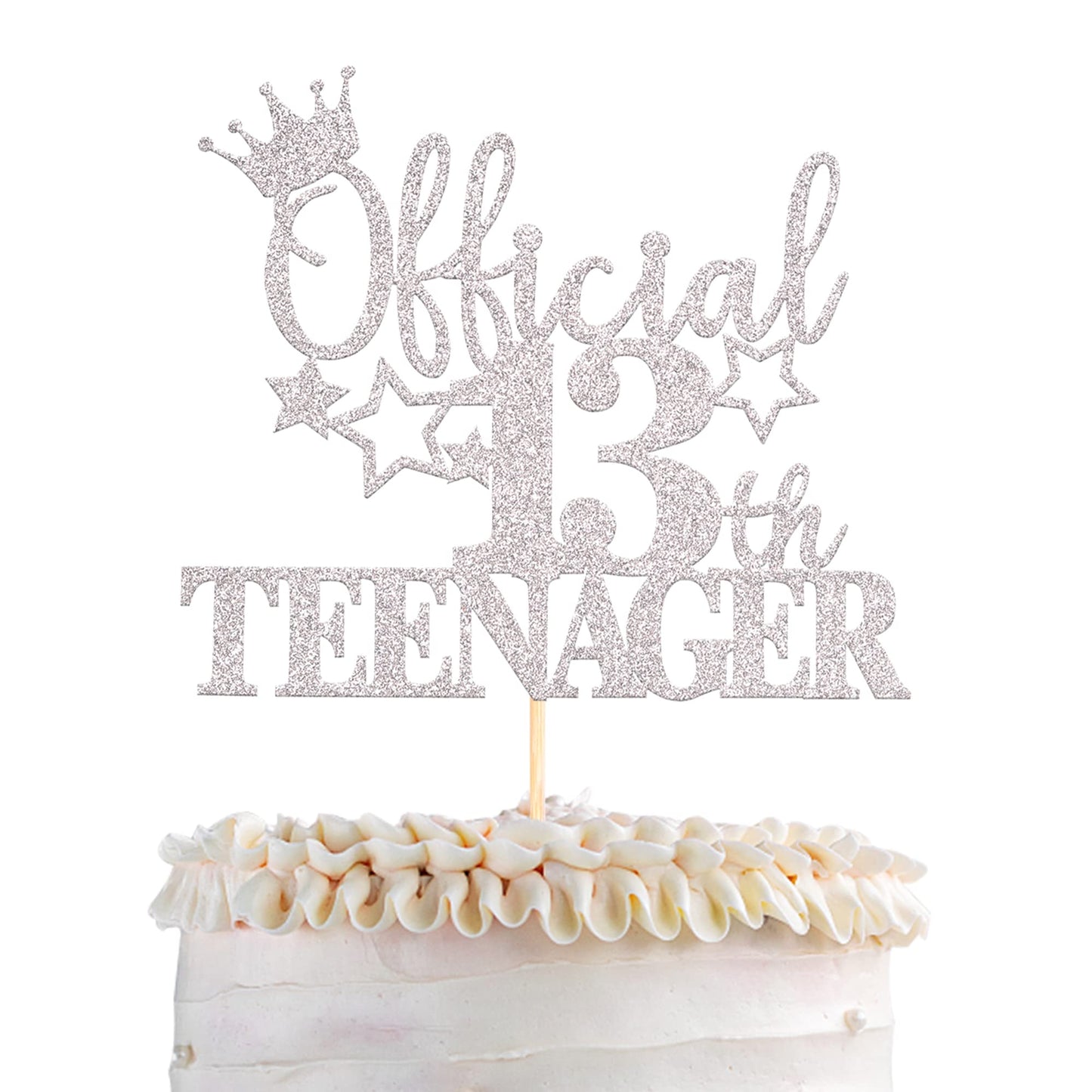 YCTHUNFISH 13th Birthday Cake Topper Glitter Number 13 Silver Decoration for Teen Party