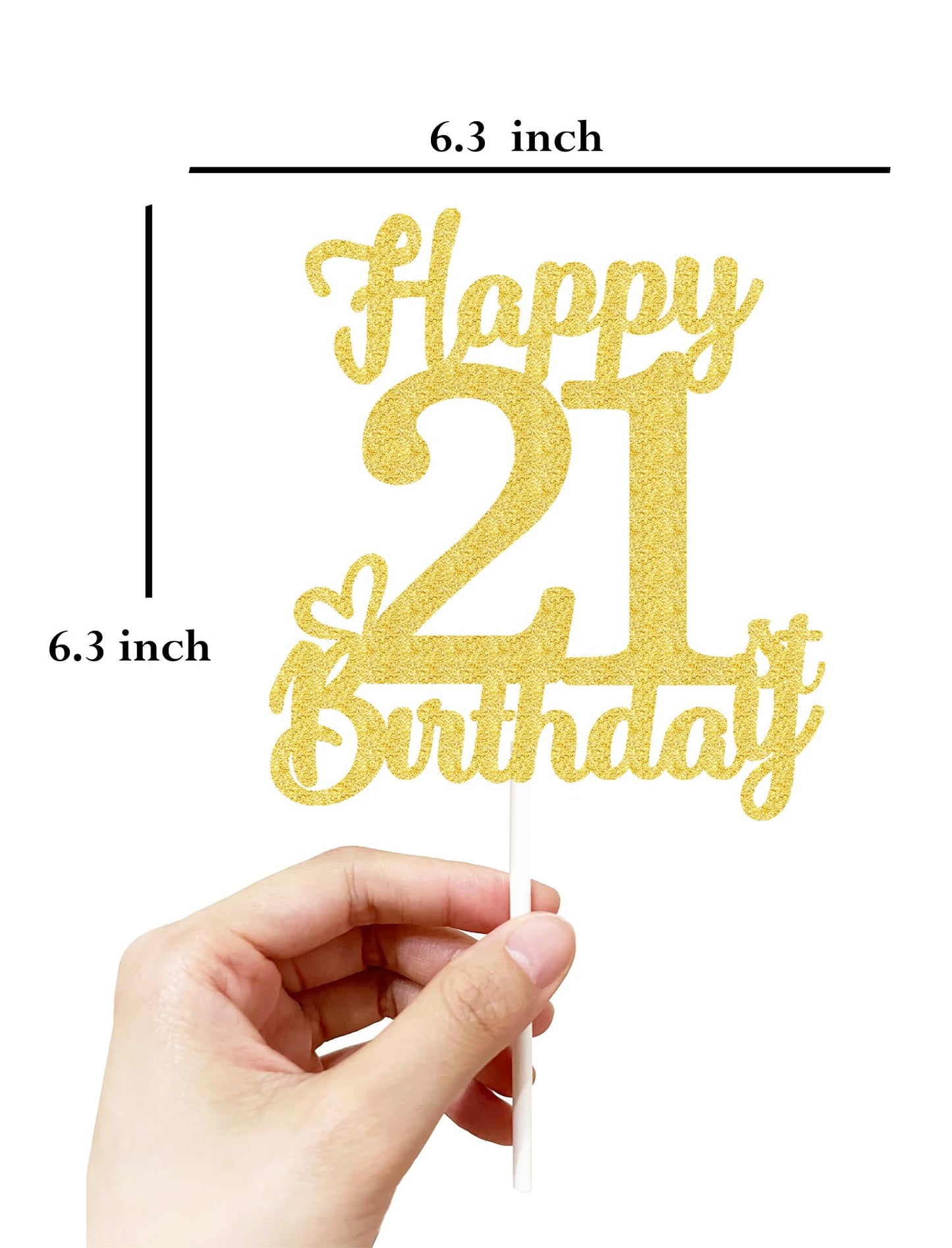 21 Birthday Cake Toppers-Gold Glitter, 21St Cake Topper For Men,21 Cake Topper For Women, 21St Birthday Decorations,21St Birthda