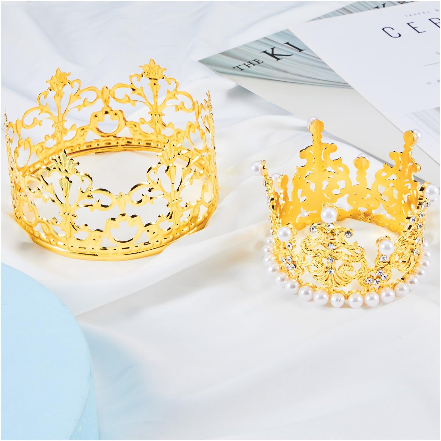 Jetec 4 Pcs Crown Cake Topper Tiara Cake Topper Crowns for Centerpieces Crown for Flower Bouquet for Birthday Party Decor (Gold,