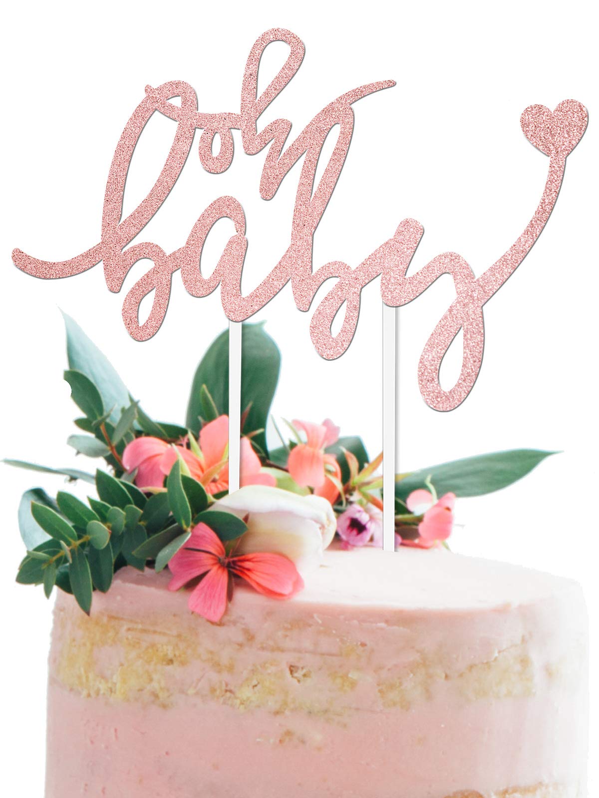 Pink/Rose Gold Oh Baby Cake Topper For Baby Shower  Girl Baby Gender Reveal Cake Topper By Merry Expressions