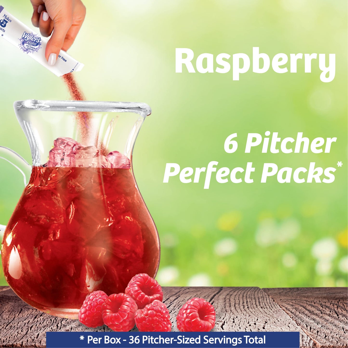 Wyler's Light Raspberry Pitcher Packs, 36 Drink Mix Packets - Refreshing Water Enhancer