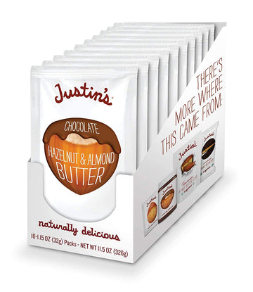Justin'S Chocolate Hazelnut & Almond Butter Squeeze Pack, Organic Cocoa, Gluten-Free, Responsibly Sourced, Packaging May Vary, 1