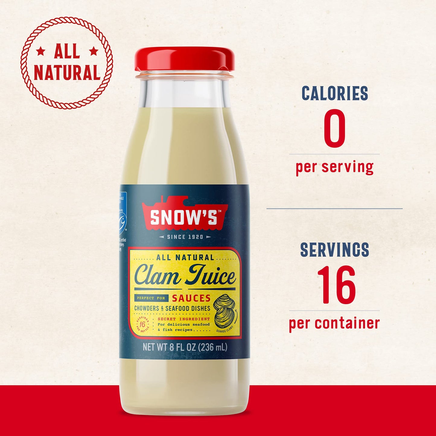 Snow'S All Natural Clam Juice, 8 Oz Bottle (Pack Of 12) - Gluten Free, Keto Friendly - Great For Pasta & Seafood Recipes